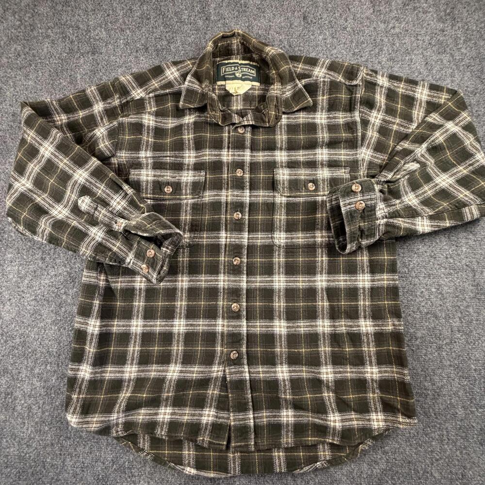 Field & Stream Mens XL Brown Plaid Flannel Button Down Shirt Long Sleeve 1100